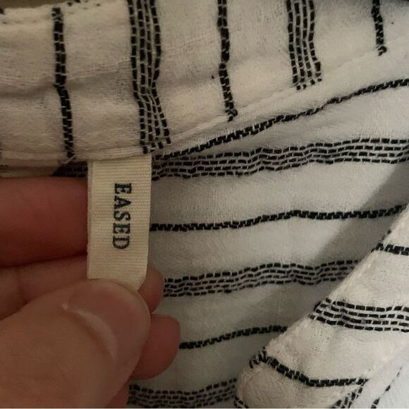BKE Eased Black and White Striped Long Sleeve Cotton Tunic with Tie Size Large - Picture 4 of 9